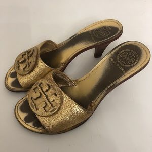 Tory Burch shoes heels slides gold 3 35